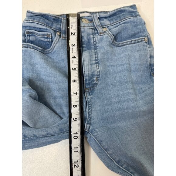 Loft High Rise Slim Flare Jeans 24 00 Stretch Blue Denim Bootcut Y2K Style - Picture 8 of 9